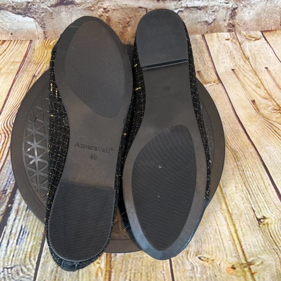 Amaravali Women's Slip On Cap Toe Knit Fabric Gold Thread Dress Flats Size 10 - Picture 6 of 8